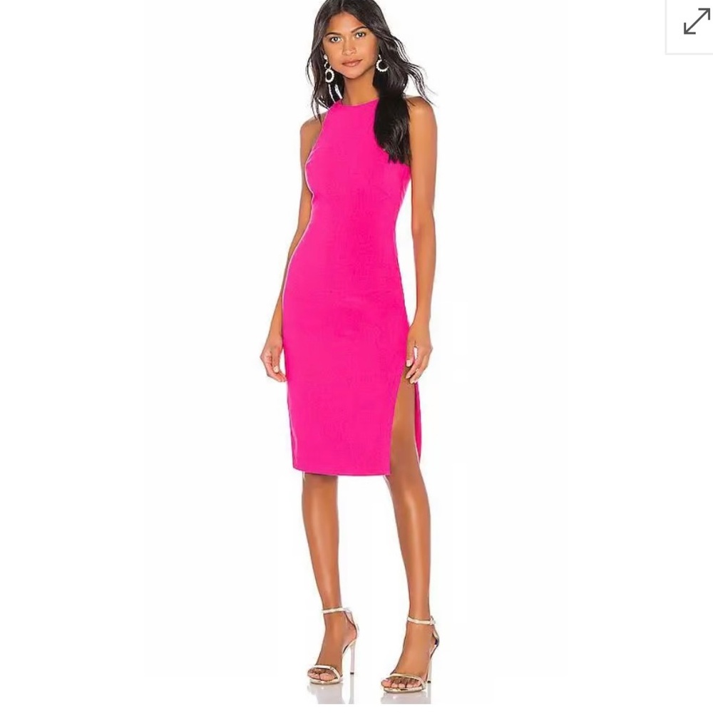 NWT LIKELY Decklin Sleeveless Bodycon Dress With Slit In Fuchsia Size 8
